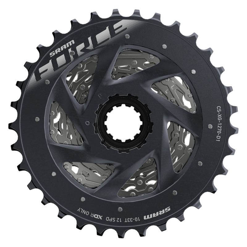 SRAM Force AXS XG-1270 Cassette - 12-Speed, 10-33t, Silver, For XDR Driver Body, D1
