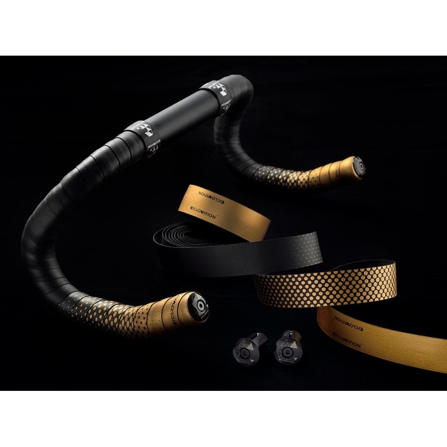 Leather Touch Handlebar Tape, Fusion Dot Blk/Gold