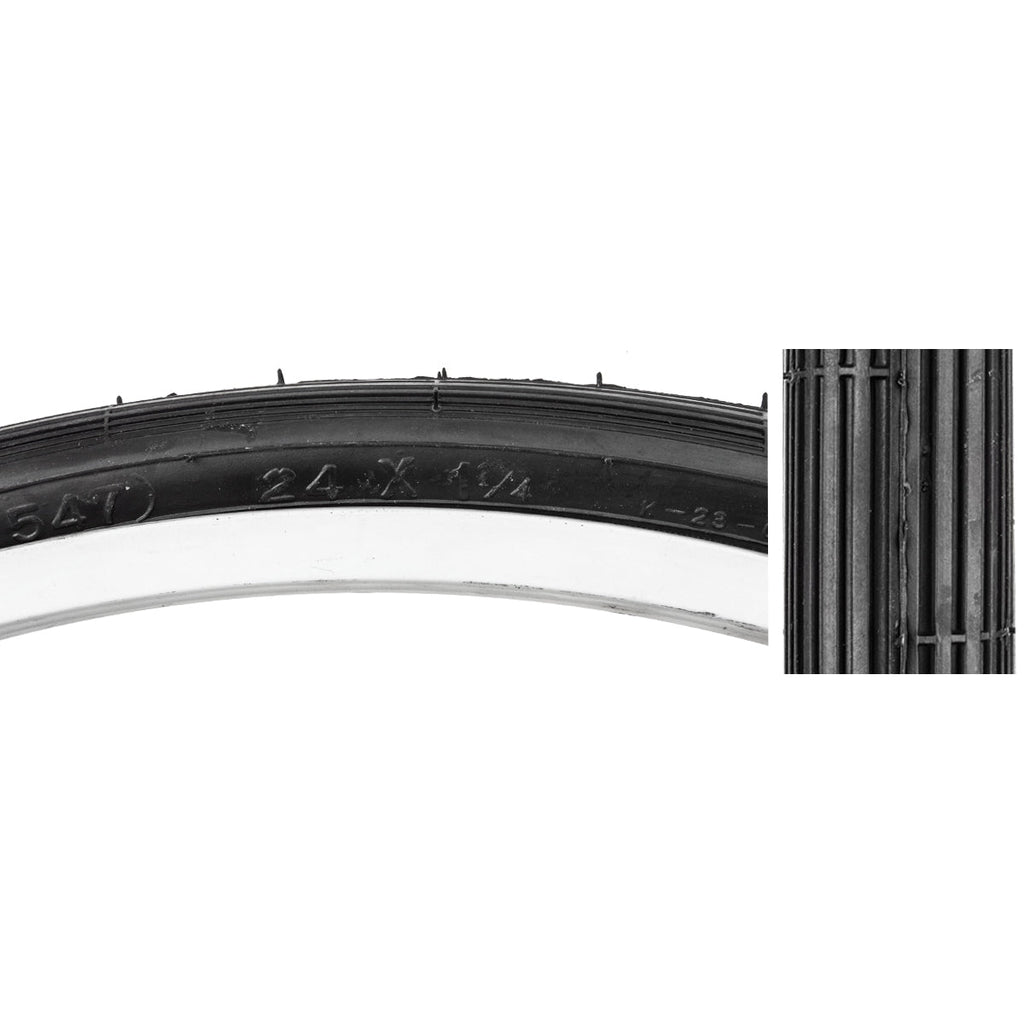 TIRE SUNLT 24x1-3/8 BK/BK RD K40 WIRE