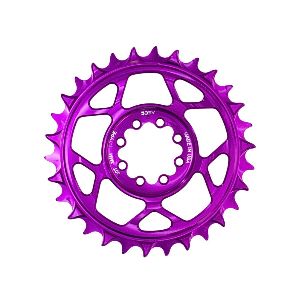 5Dev T-Type 8-Bolt Chainring, 3mm Offset, 30T, Purple