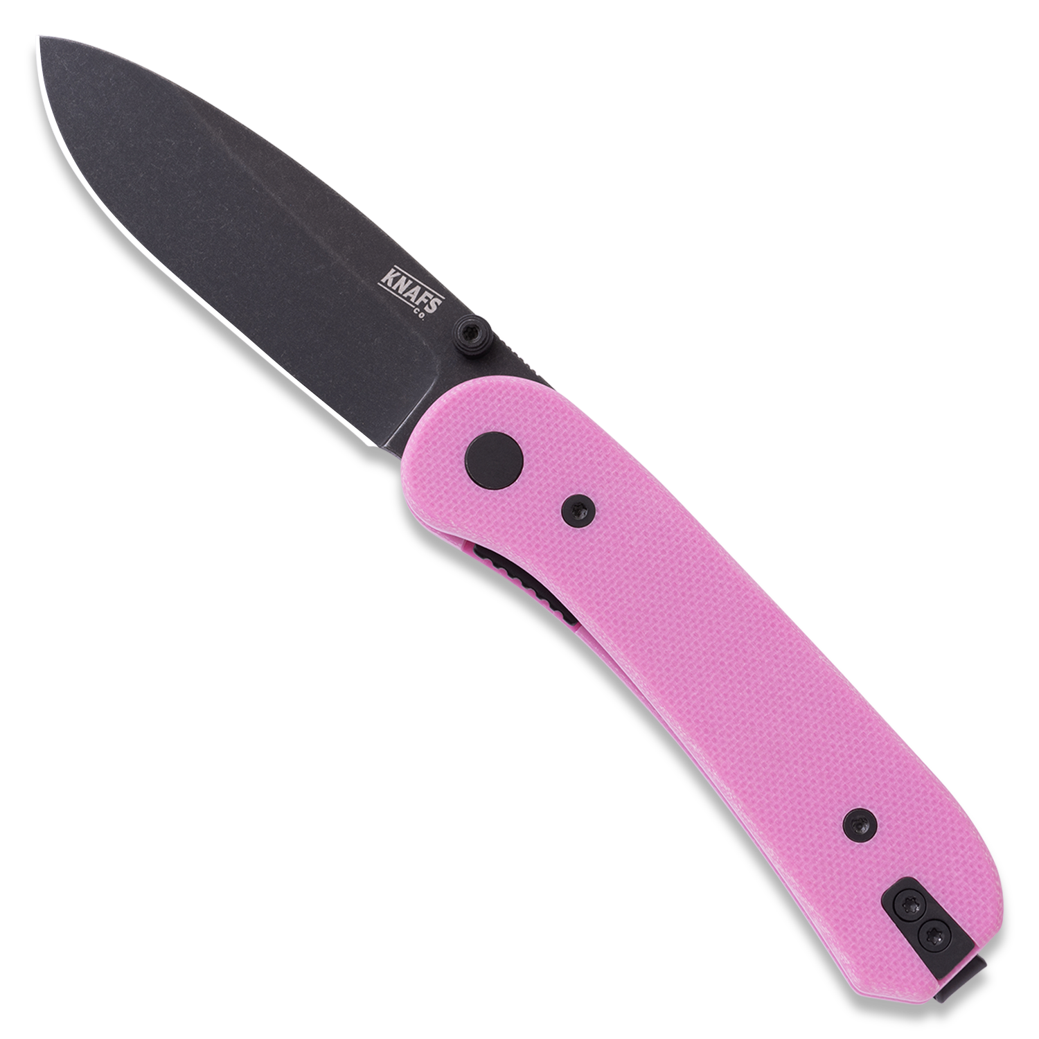 KNAFS-00390 Lander 1 Pocket Knife - Pink G10 - Black Stonewash - Pre-Built
