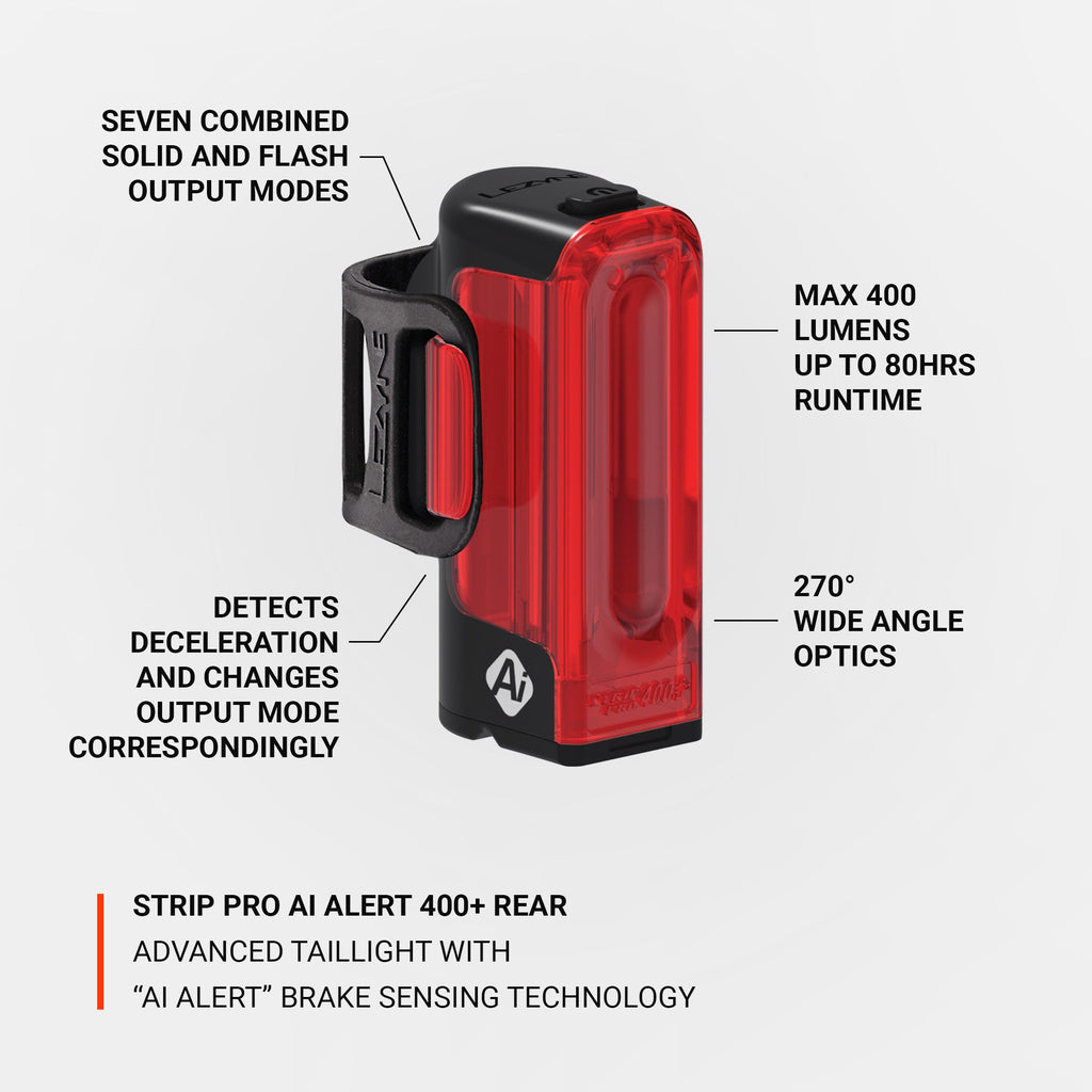Lexyne Striip Pro Ai Alert 400+ Rear Black