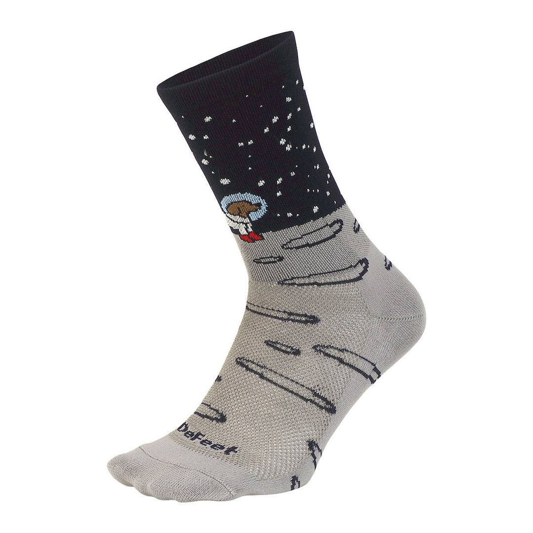 Socks - DeFeet Aireator 6" Moon Doggo Socks, Grey/Dark Blue S