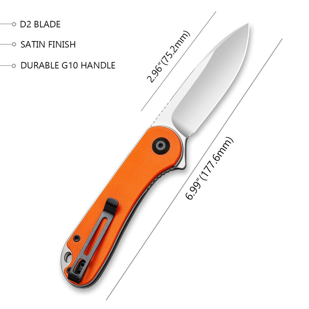 CIVIVI Elementum Orange G10 Handle Satin Finished D2 Blade