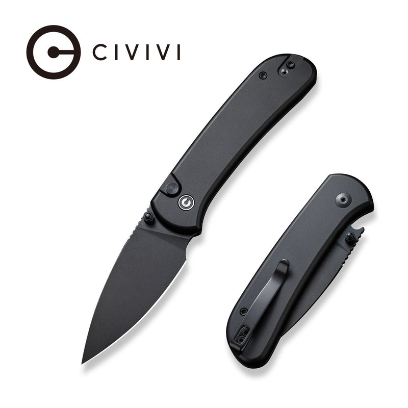 CIVIVI Qubit Black Aluminum Handle Black Stonewashed 14C28N Blade