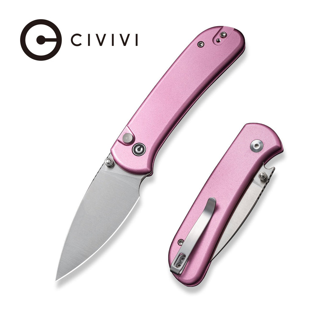 CIVIVI Qubit Pink Aluminum Handle Satin Finished 14C28N Blade