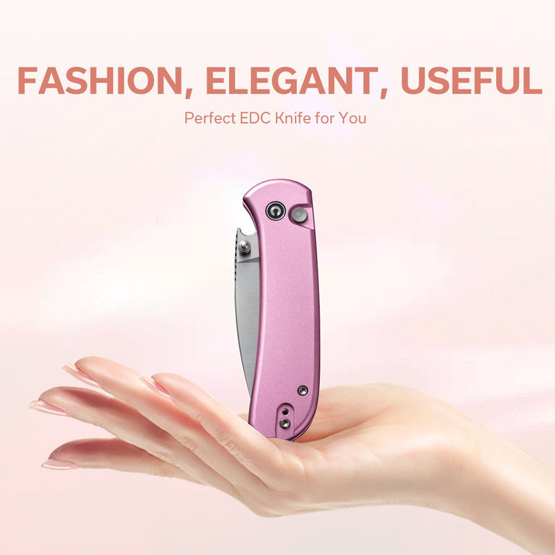 CIVIVI Qubit Pink Aluminum Handle Satin Finished 14C28N Blade