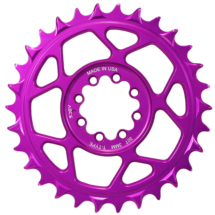 5Dev T-Type 8-Bolt Chainring, 3mm Offset, 30T, Purple