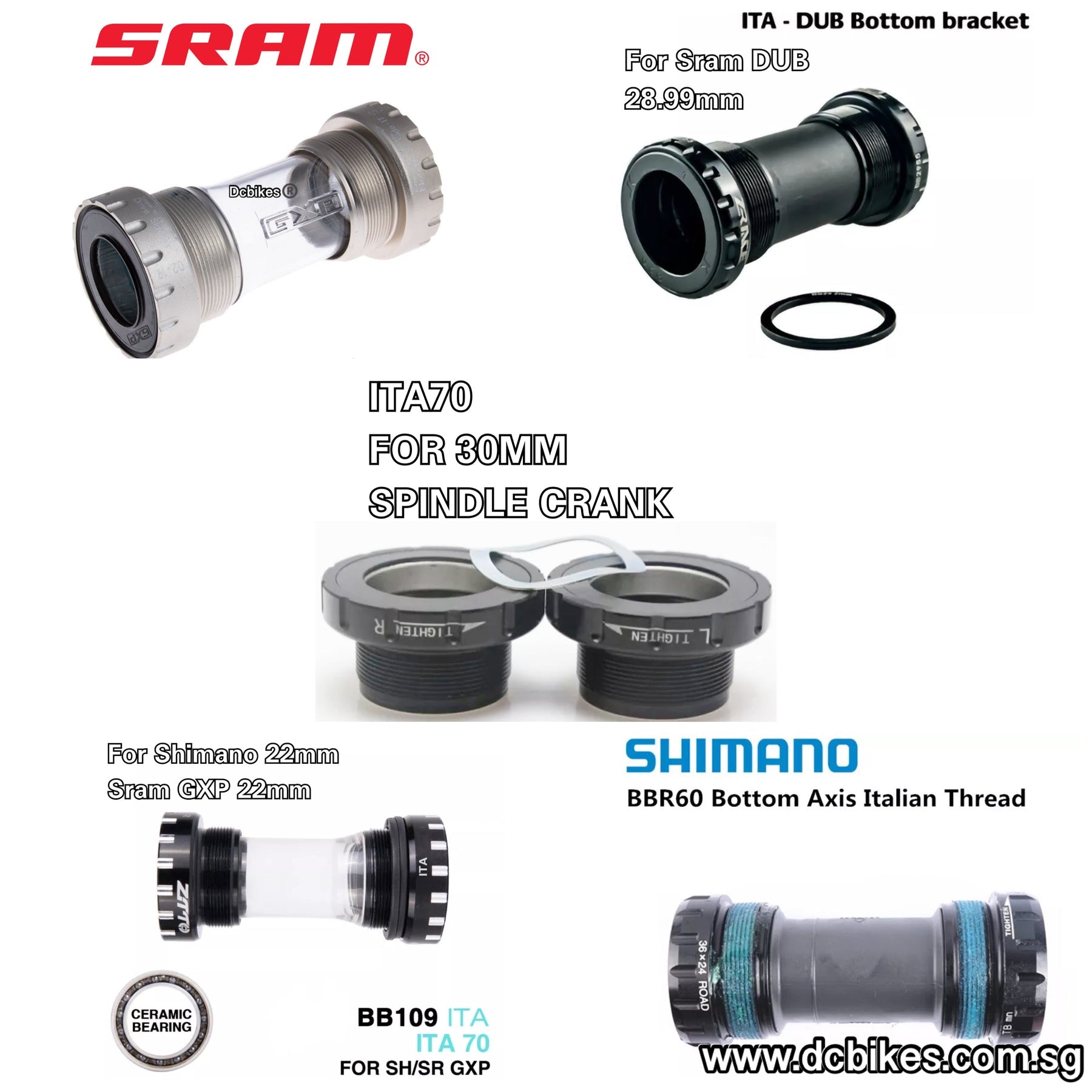 SRAM DUB Wide Italian Bottom Bracket - Italian, 70mm, Road, Black