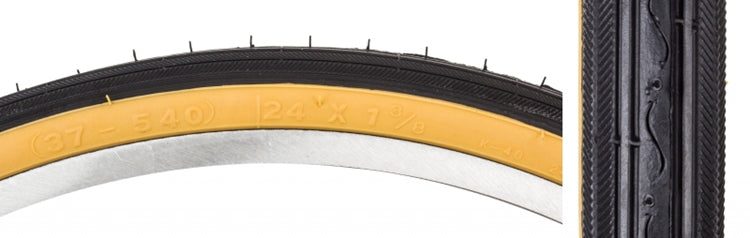 TIRE SUNLT 24x1-3/8 BK/BK RD K40 WIRE