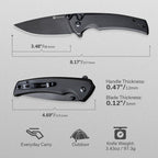 SENCUT Serene Black Aluminum Handle Black Stonewashed D2 Blade