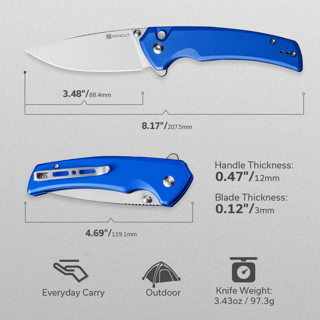 SENCUT Serene Gray Aluminum Handle Satin Finished D2 Blade
