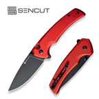 SENCUT Serene Red Aluminum Handle Black Stonewashed D2 Blade
