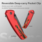 SENCUT Serene Red Aluminum Handle Black Stonewashed D2 Blade