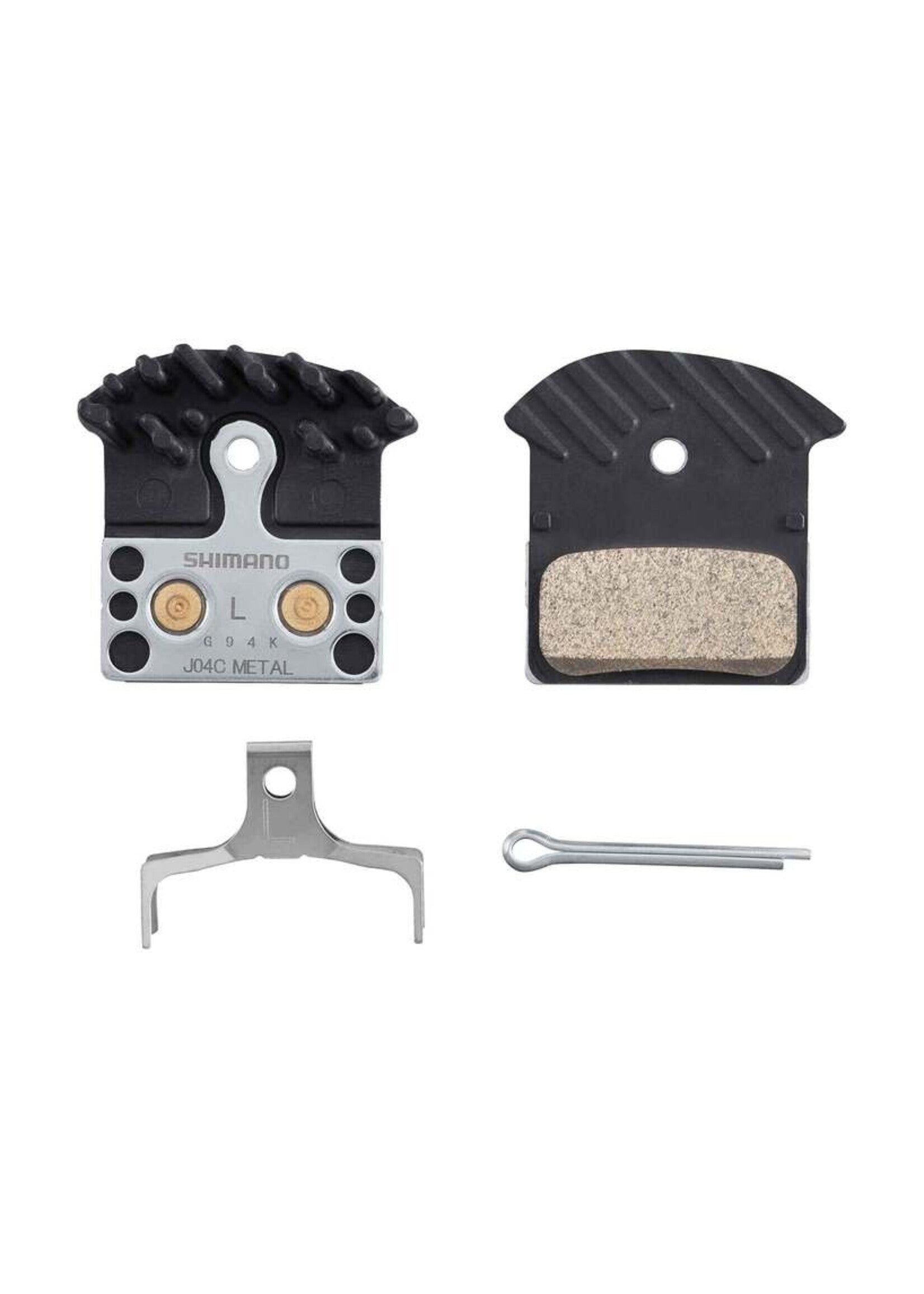 Shimano J04C-MF Disc Brake Pads and Springs - Metal Compound, Finned Alloy and Stainless Steel Back Plate, One Pair