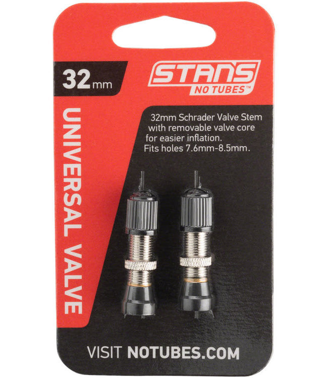 Stan's Tubeless Universal Valve Stems - Brass, 32mm, Universal Schrader, Pair